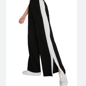 Gianni Bini Black White wide Leg Bell Bottom Dress Pant Slit - M